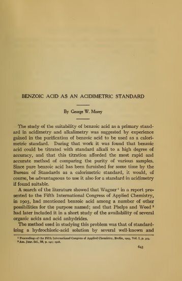 Benzoic acid as an acidimetric standard