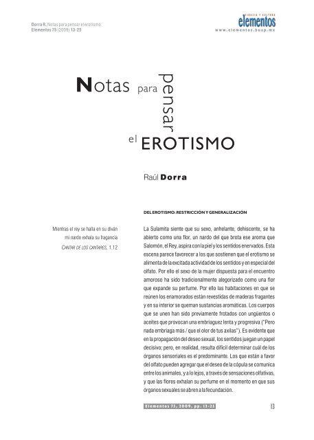 Notas para pensar el erotismo