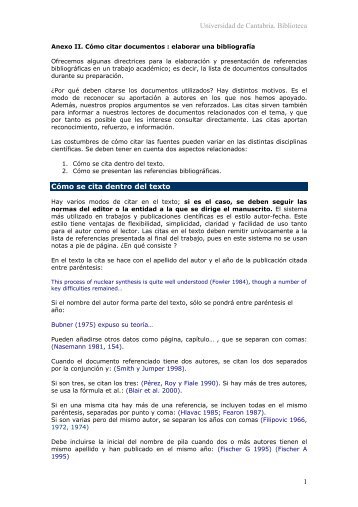 Anexo II. Cómo citar documentos - OCW Universidad de Cantabria