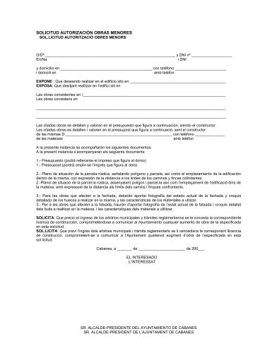 Solicitud Autorización Obras Menores (.pdf) - Cabanes