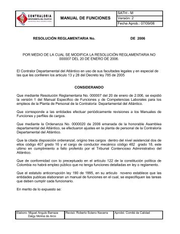 MANUAL DE FUNCIONES - Contraloria Departamental del Atlantico
