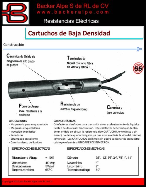 Cartuchos de Baja Densidad - Backer & Alpe