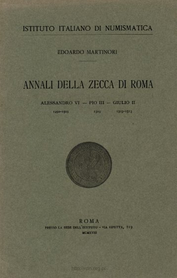 ANNALI DELLA ZECCA DI ROMA
