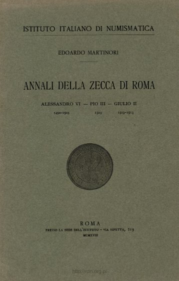 ANNALI DELLA ZECCA DI ROMA