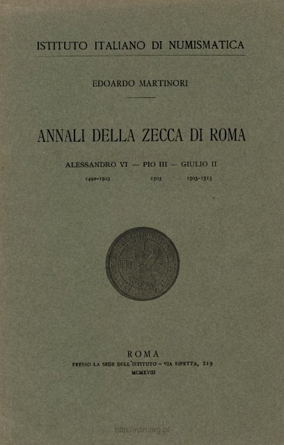ANNALI DELLA ZECCA DI ROMA
