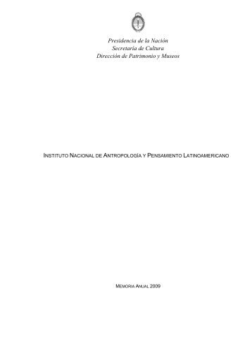 Memoria Anual 2009 - Instituto Nacional de Antropología y ...