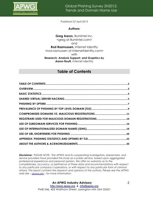 Global Phishing Survey: Trends and Domain Name Use in 2H2012