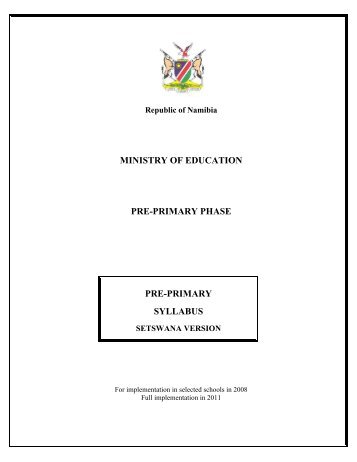 ministry of education pre-primary phase pre-primary syllabus