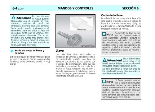 MANDOS Y CONTROLES SECCIÓN 6 Tablero de instrumentos