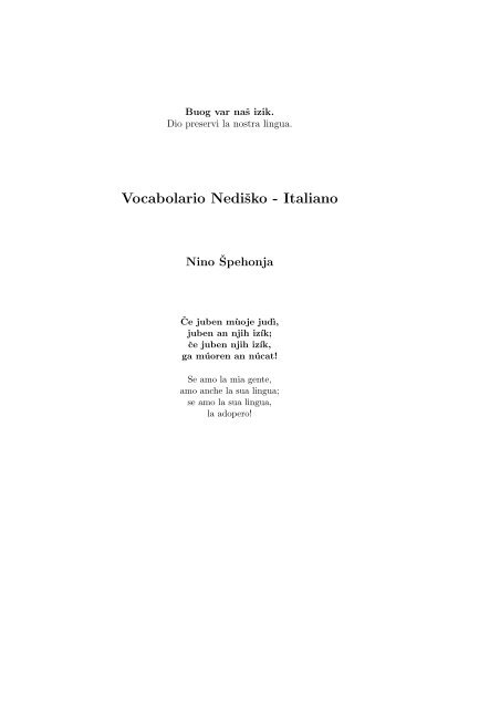 Vocabolario Nediško - Italiano