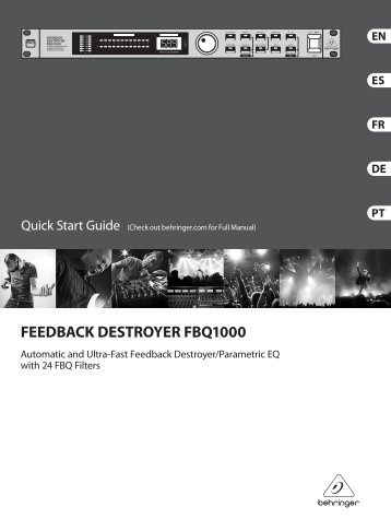 FEEDBACK DESTROYER FBQ1000 Preset chart - Behringer