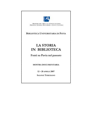 Catalogo della mostra in formato pdf - Sistema Bibliotecario di Ateneo