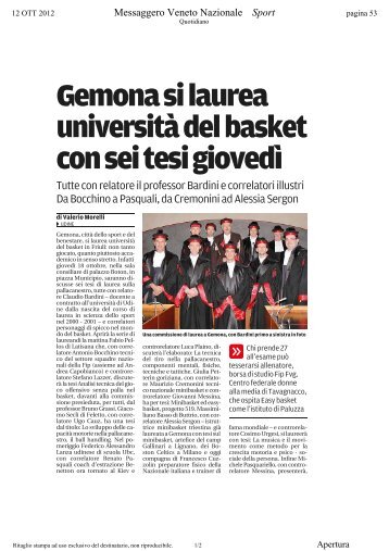 Gemona si laurea università del basket con sei tesi giovedì