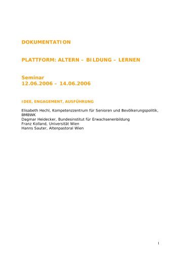 Dokumentation Workshop Altern-Bildung-Lernen 2006 (PDF, 450 KB )