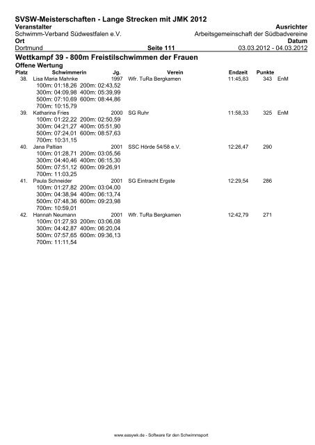 Protokollende - Maxi Swim-Team Hamm