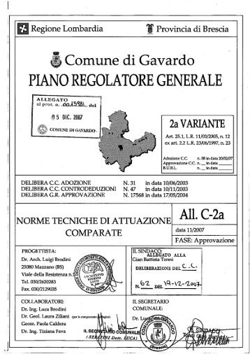 PIA REGOLATORE GENERALE 1 - Comune di Gavardo