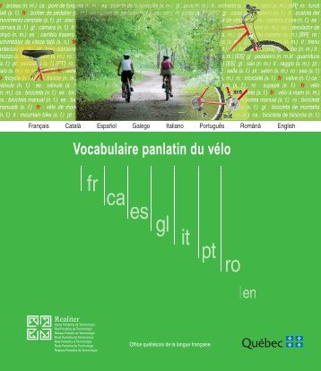 Vocabulaire panlatin du vélo - Office québécois de la langue ...