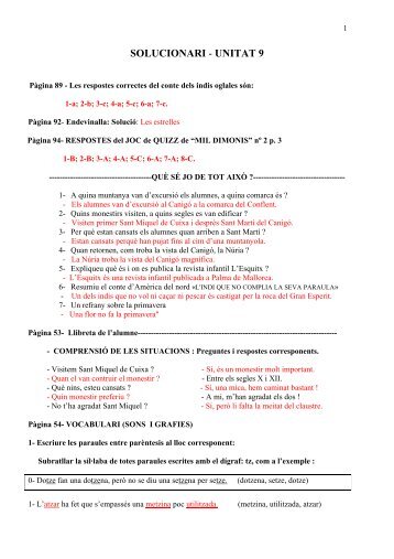 SOLUCIONARI - UNITAT 9 - CRDP de l'académie de Montpellier