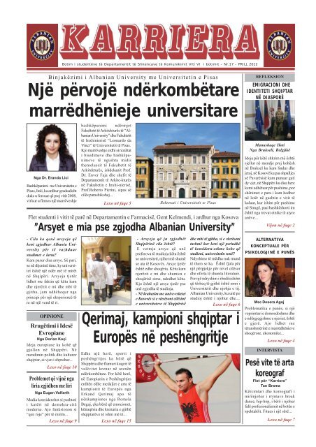 Një përvojë ndërkombëtare marrëdhënieje universitare - Albanian ...