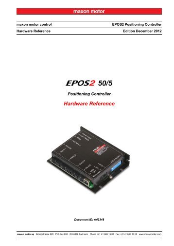EPOS2 50/5 Hardware Reference (englisch, PDF ... - Maxon Motor ag
