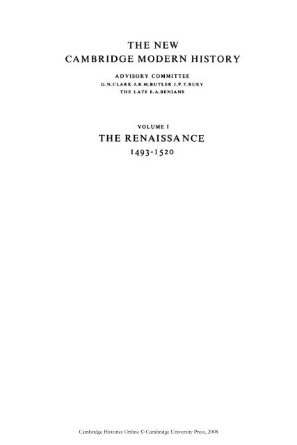 The New Cambridge Modern History The Renaissance