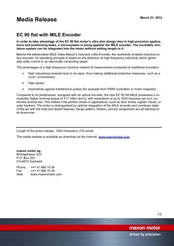 PDF - EC 90 flat with MILE Encoder - Maxon motor