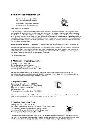 Sommerferienprogramm 2007 - Achstetten