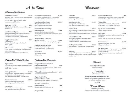 Lasten menu - Ravintola Astor