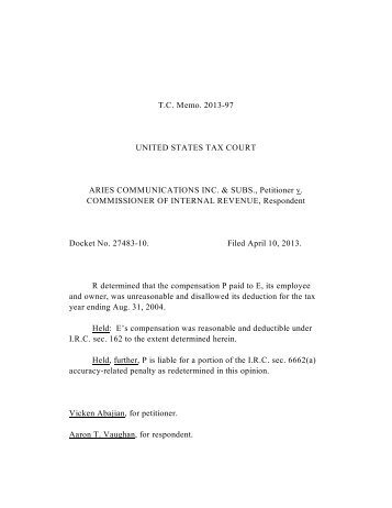 T.C. Memo. 2013-97 UNITED STATES TAX COURT ... - U.S. Tax Court