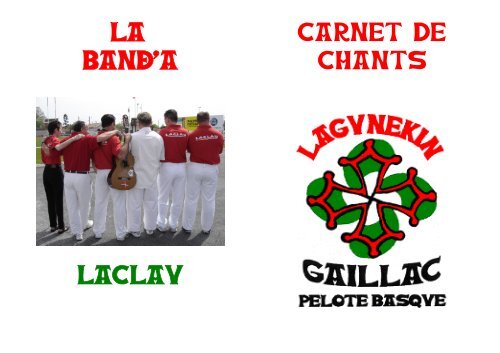 La band'A LACLAU CARNET DE CHANTS