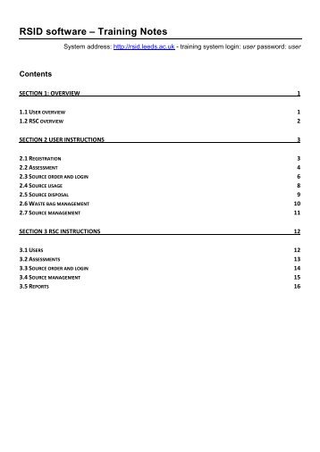 RSID User instruction manual - University of Leeds