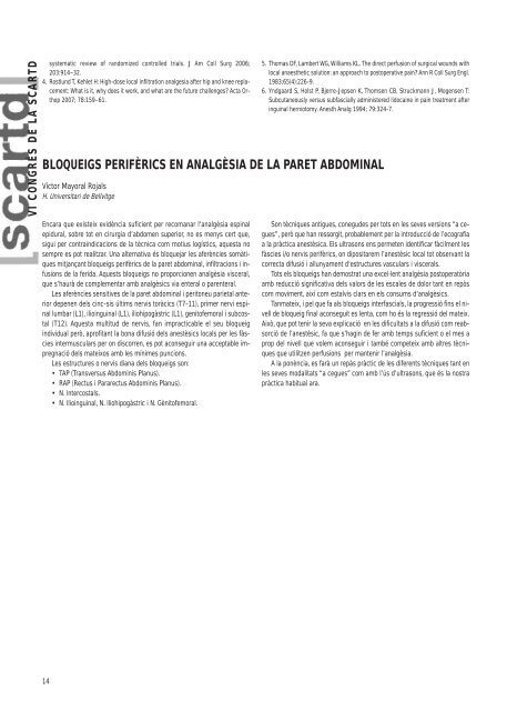 llibre de resums - Congrés de la Societat Catalana d'Anestesiologia ...