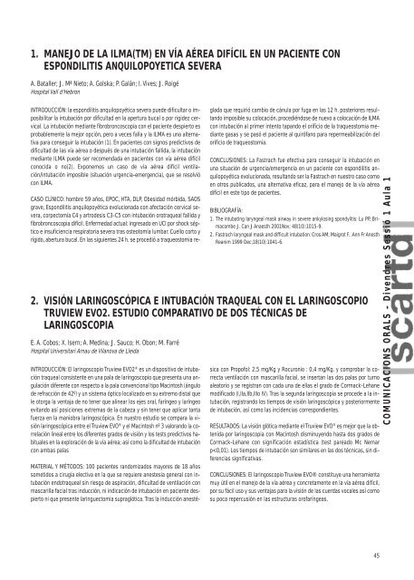 llibre de resums - Congrés de la Societat Catalana d'Anestesiologia ...