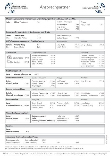 Ansprechpartnerblatt - MBG
