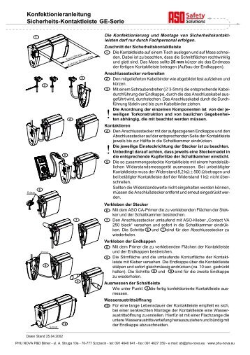 Konfektionieranleitung Sicherheits-Kontaktleiste GE-Serie - Nova