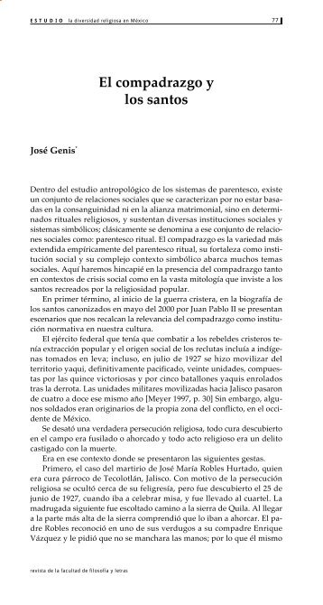 El compadrazgo y los santos - Facultad de Filosofía y Letras