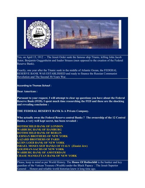 Titanic Matrix Yes, on April 15, 1912