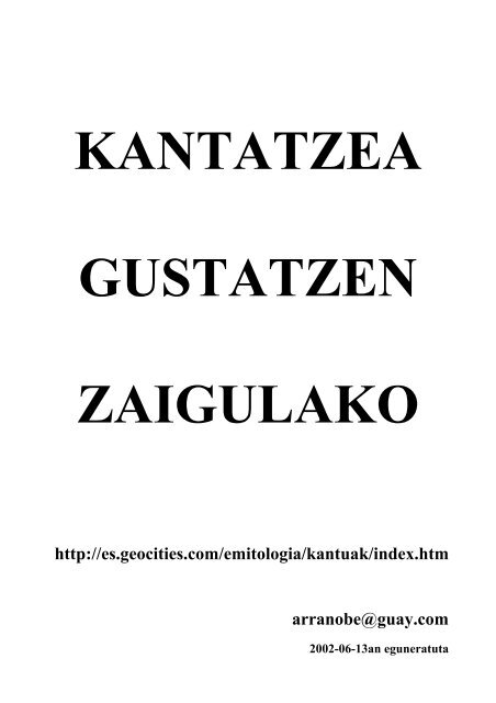 KANTATZEA GUSTATZEN ZAIGULAKO - Cross Media Interactive