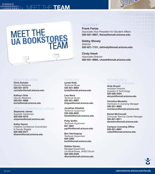 MEET THE TEAM The University of Arizona BookStores
