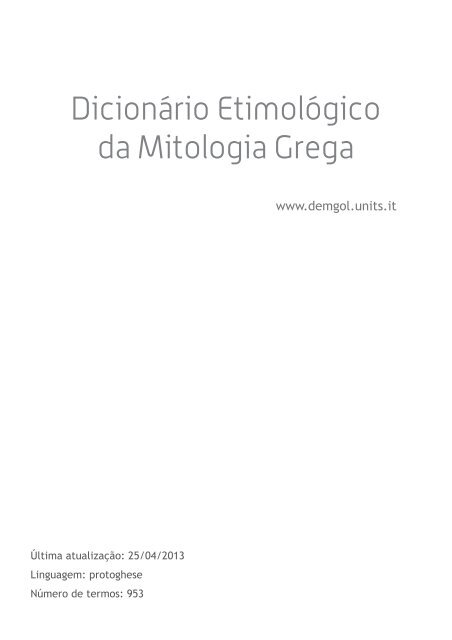 Dicionario Etimologico, PDF, Alfabeto Grego