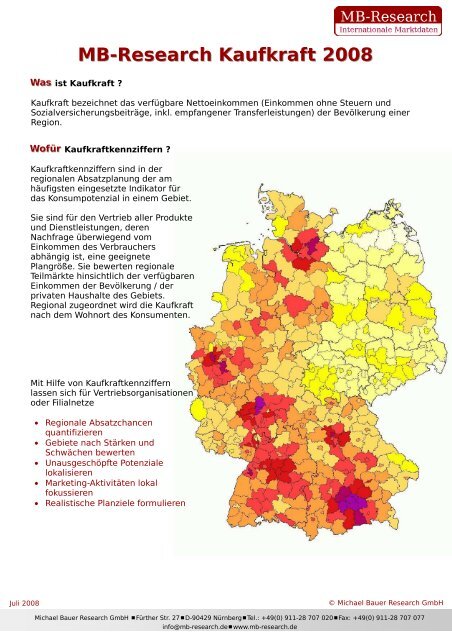 MB-Research Kaufkraft 2008 - Michael Bauer Research GmbH