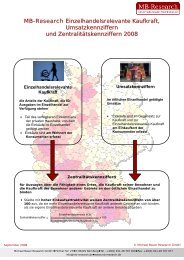 MB-Research Einzelhandelsrelevante Kaufkraft, Umsatzkennziffern ...