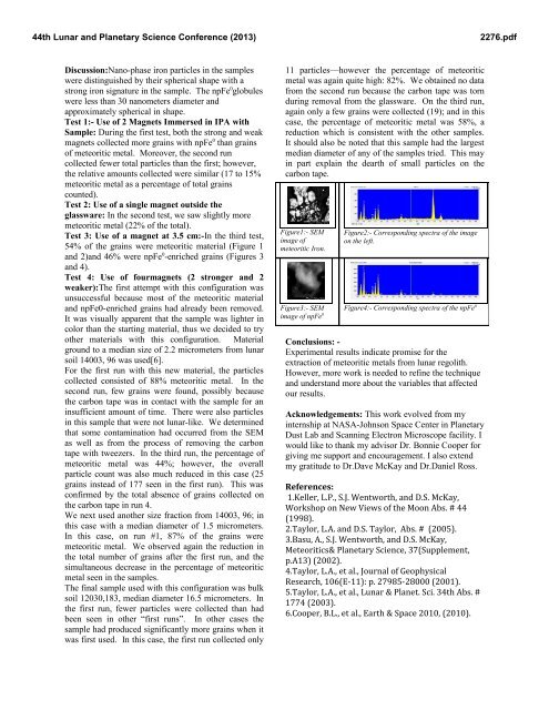 Extraction of Meteoritic Metals from Lunar Regolith - Lunar and ...