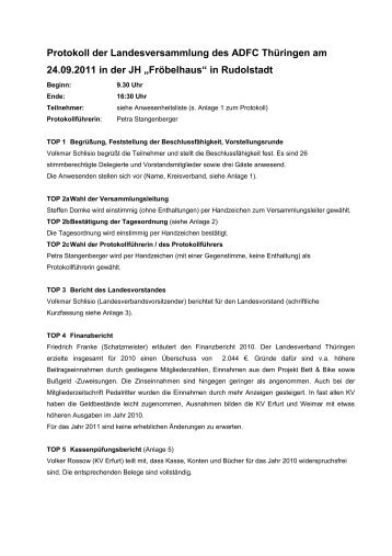 Protokoll der Landesversammlung des ADFC Thüringen am 24.09 ...