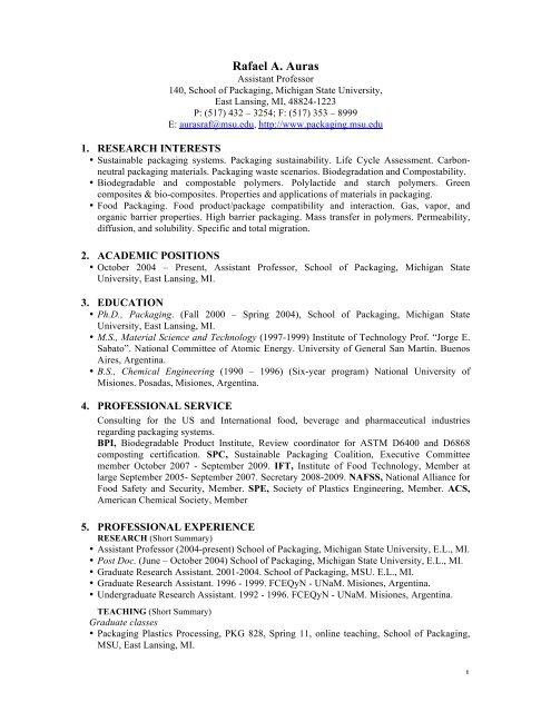 Resume School of Packaging - Resume School Of Packaging Michigan State University