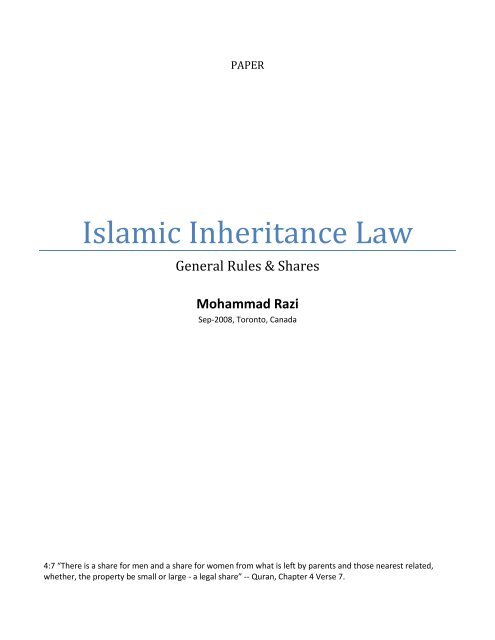 Islamic Inheritance Law - Learn Deen