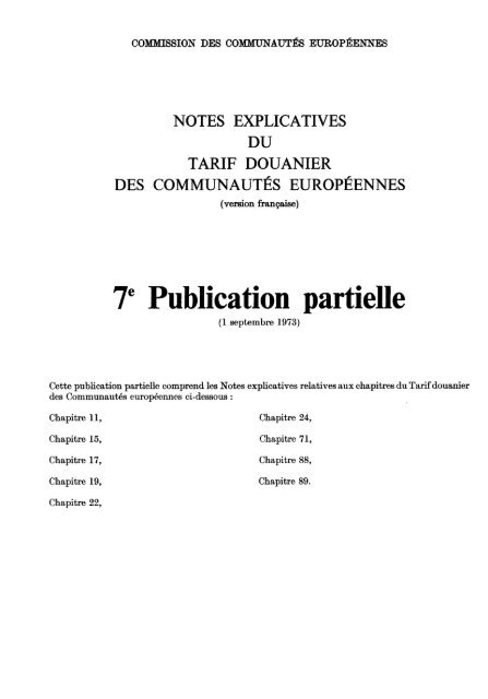 notes explicatives tarif douanier communautés européennes