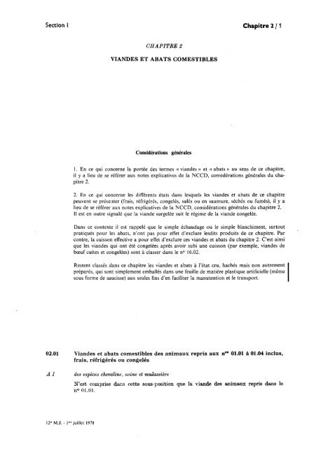 notes explicatives tarif douanier communautés européennes