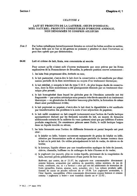 notes explicatives tarif douanier communautés européennes