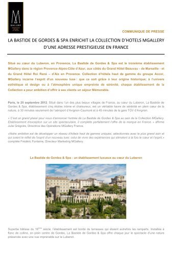 La Bastide de Gordes and Spa enrichit la - Accor